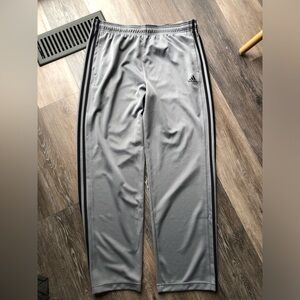 adidas Men's Light Gray Track Pants with Black Side Stripes Size XL